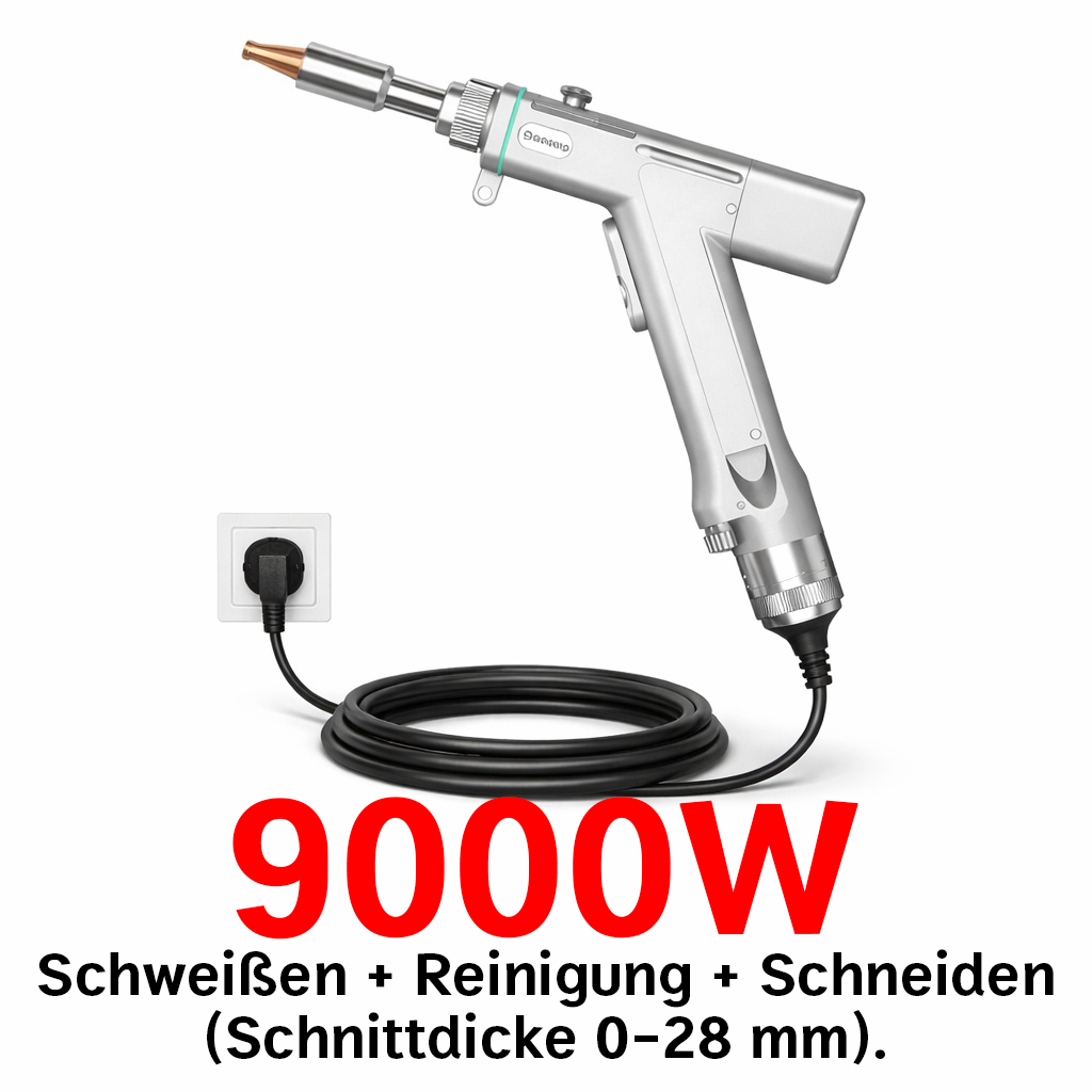 9000W: Schweißen + Reinigung + Schneiden (Schnittdicke 0-28 mm).