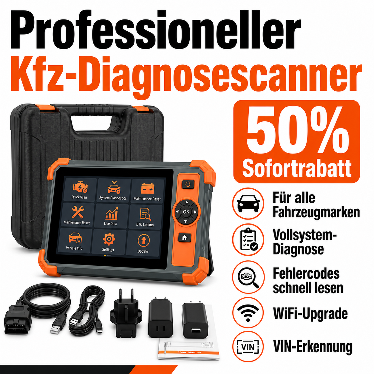 Profi KFZ Diagnosegerät Auto OBD2 Scanner All System Auslesegerät