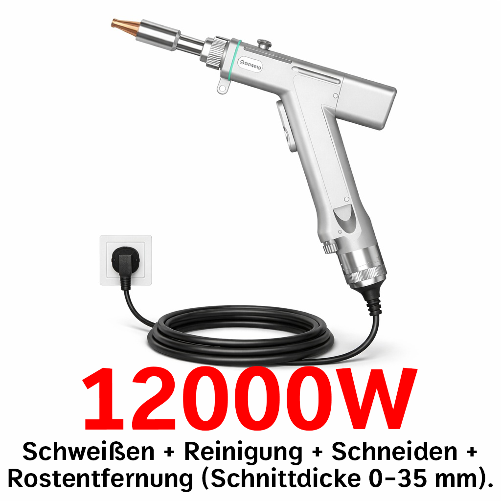 12000W: Schweißen + Reinigung + Schneiden + Rostentfernung (Schnittdicke 0-35 mm).